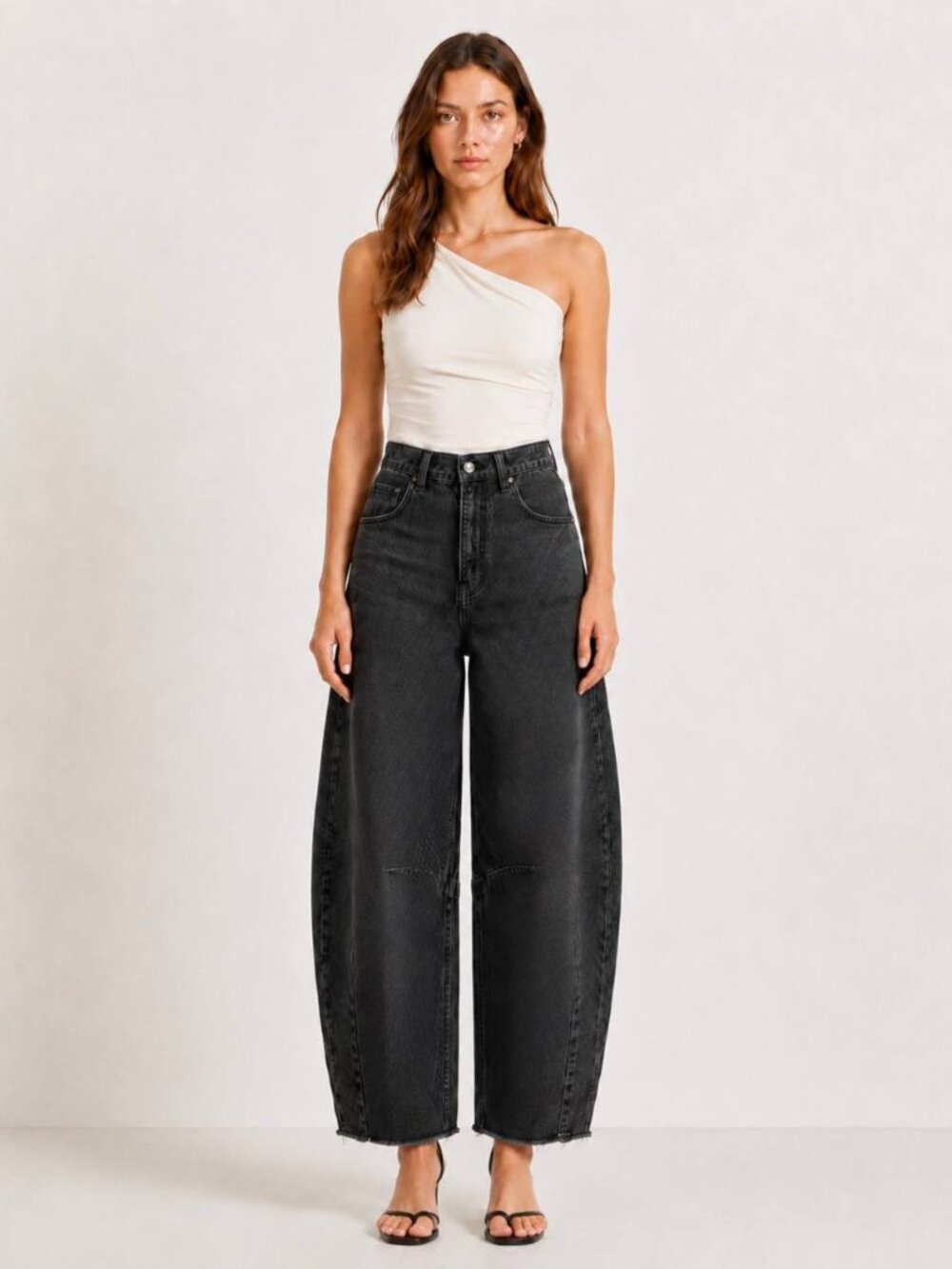 A Loves A High Rise Barrel Jeans Black Size 30